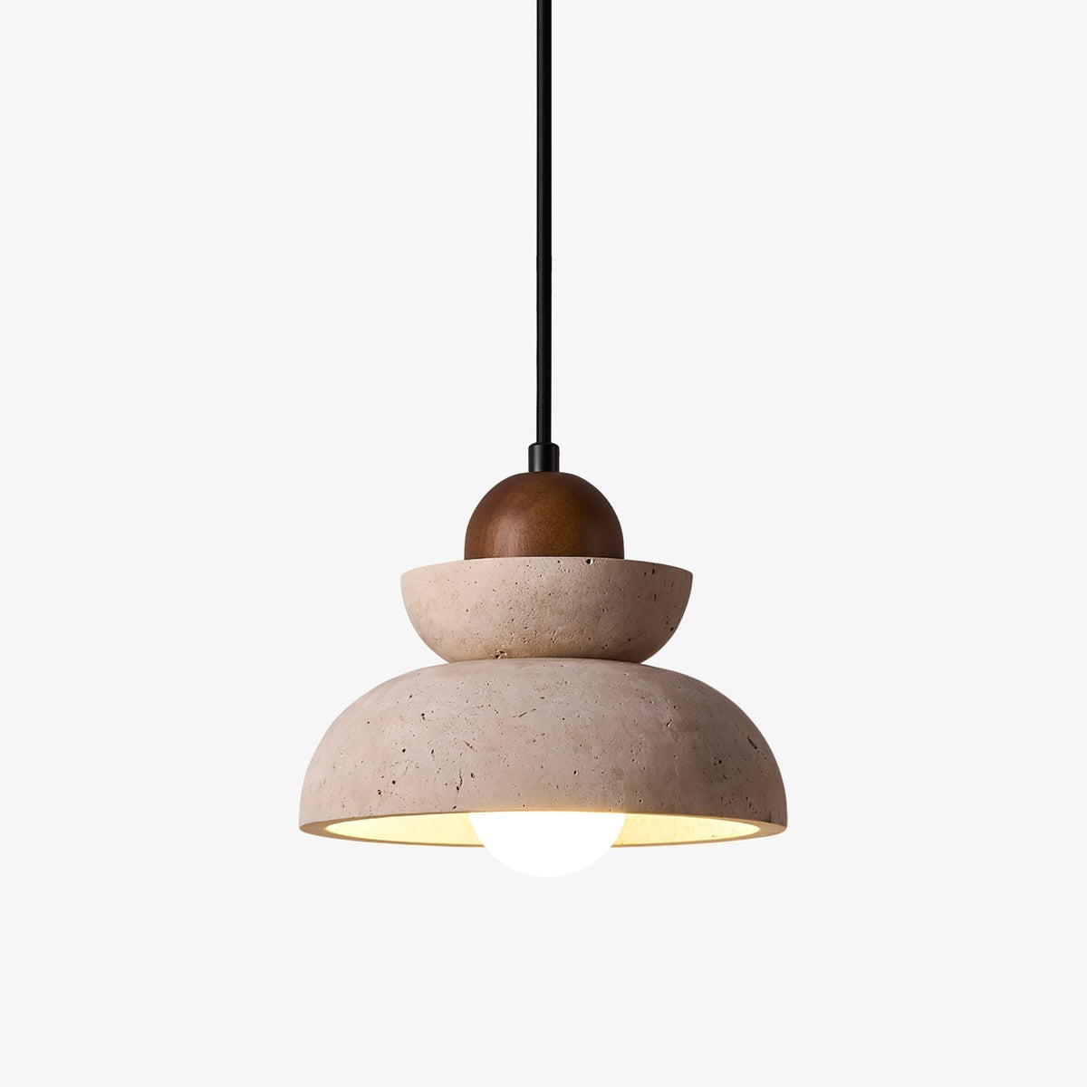 Noruena Tiered-Bell Travertine Pendant Light