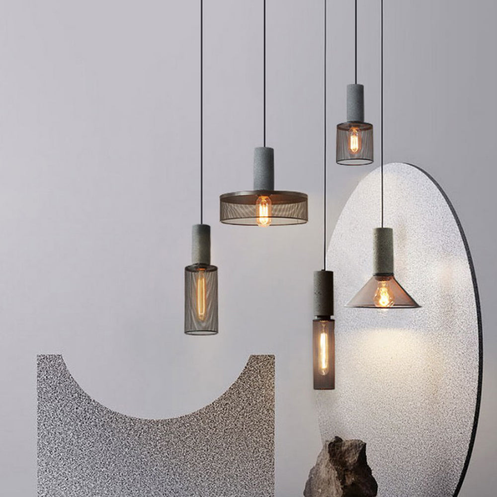 Arisha Industrial Cylindrical Pendant Light, Cement Wabi-Sabi - Neutral Decor