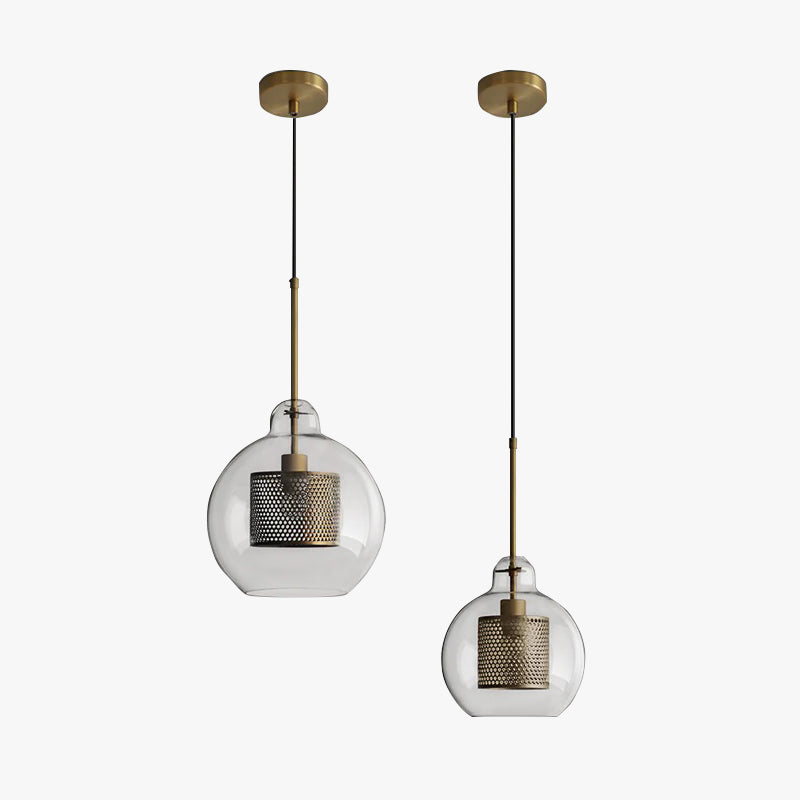 Arisha Golden Pendant Light, /Glass, Globe/Cylindric - Neutral Decor