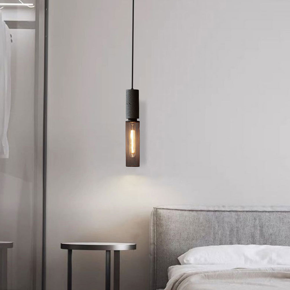 Arisha Industrial Cylindrical Pendant Light, Cement Wabi-Sabi - Neutral Decor