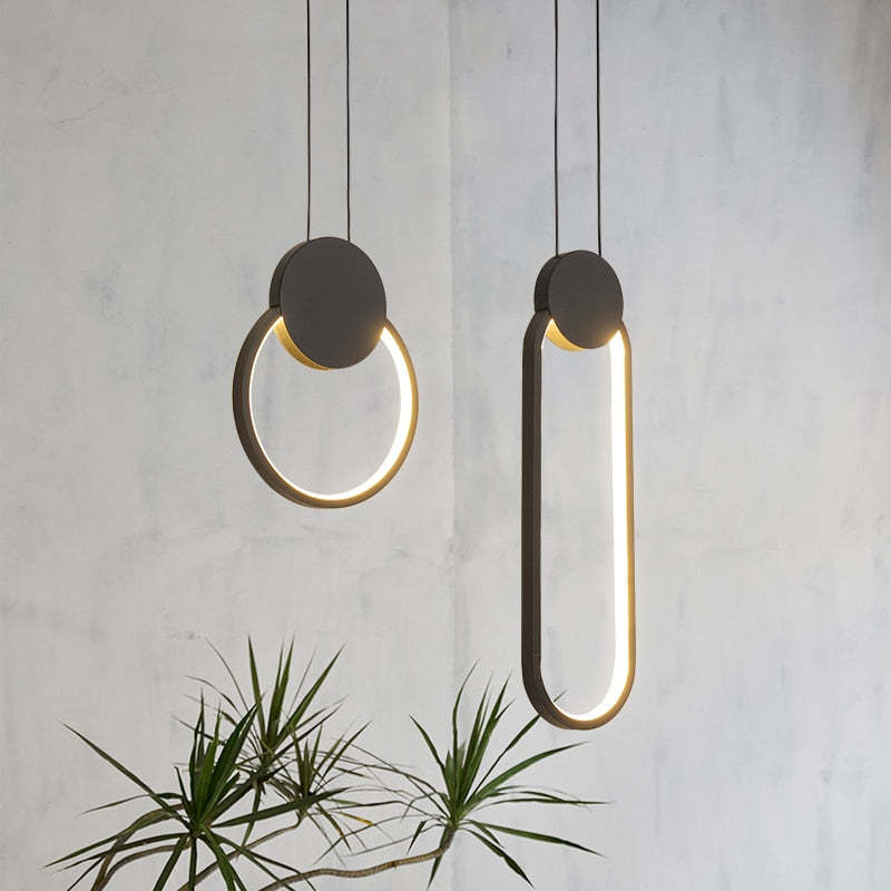 Arisha Modern Minimalist LED Hanging Pendant Lights Black White Bedroom - Neutral Decor
