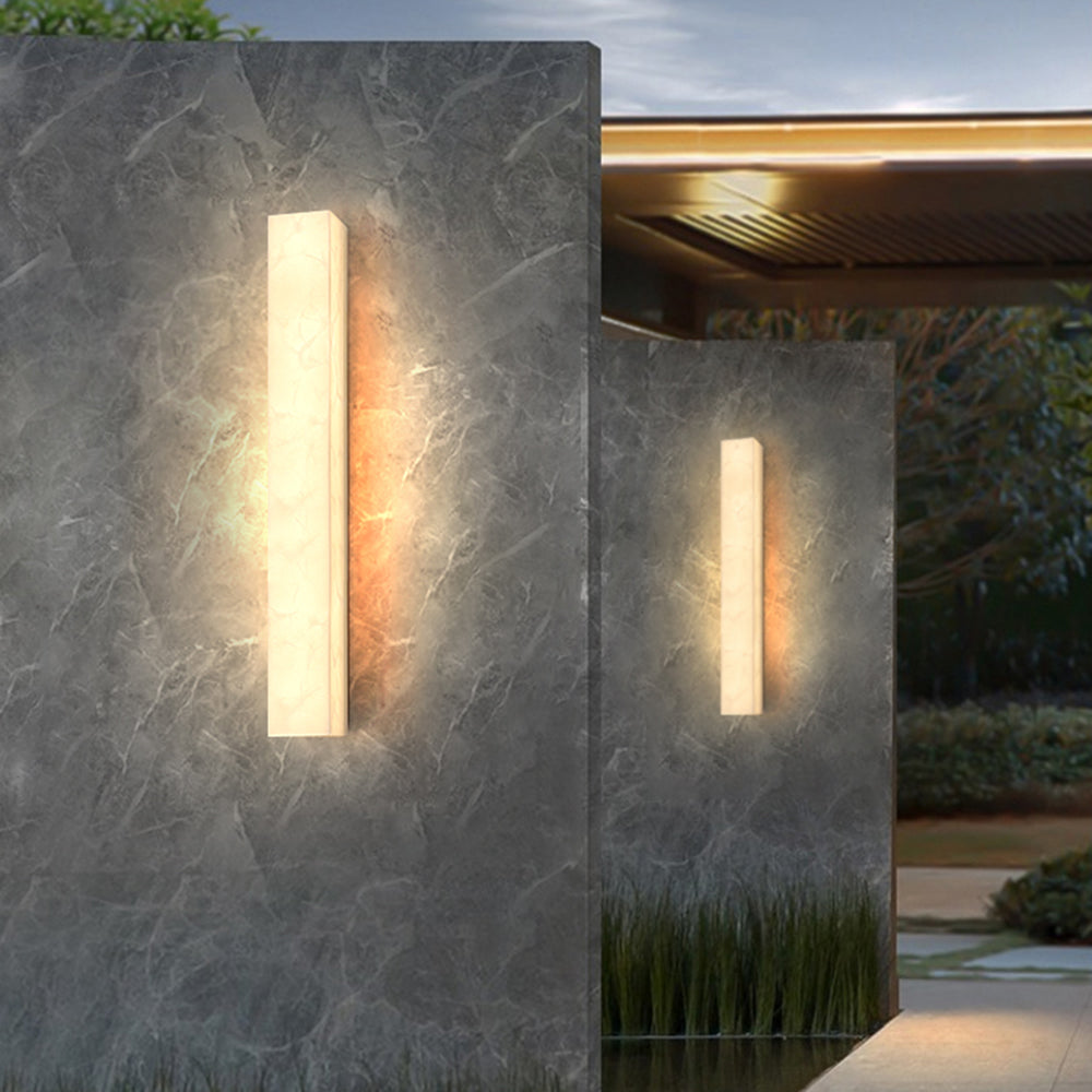 Arisha Modern Rectangular Marble Outdoor Wall Lamp - Neutral Decor