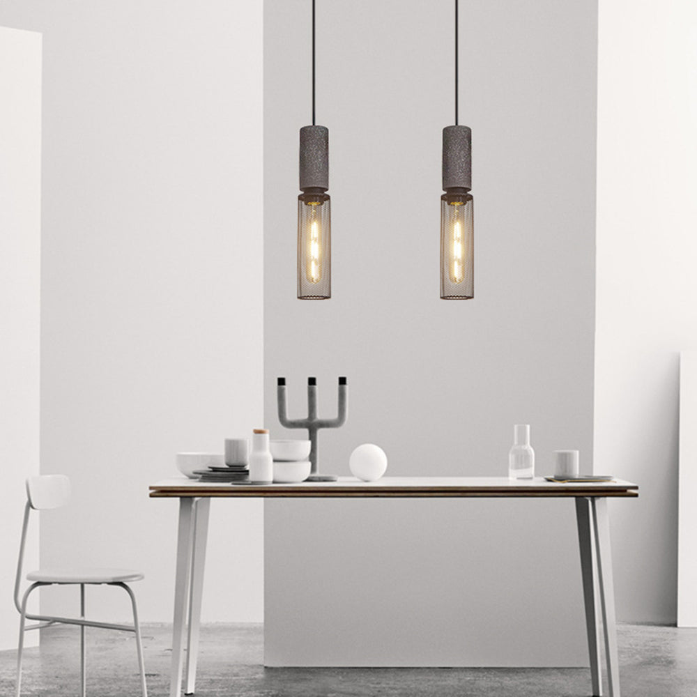 Arisha Industrial Cylindrical Pendant Light, Cement Wabi-Sabi - Neutral Decor