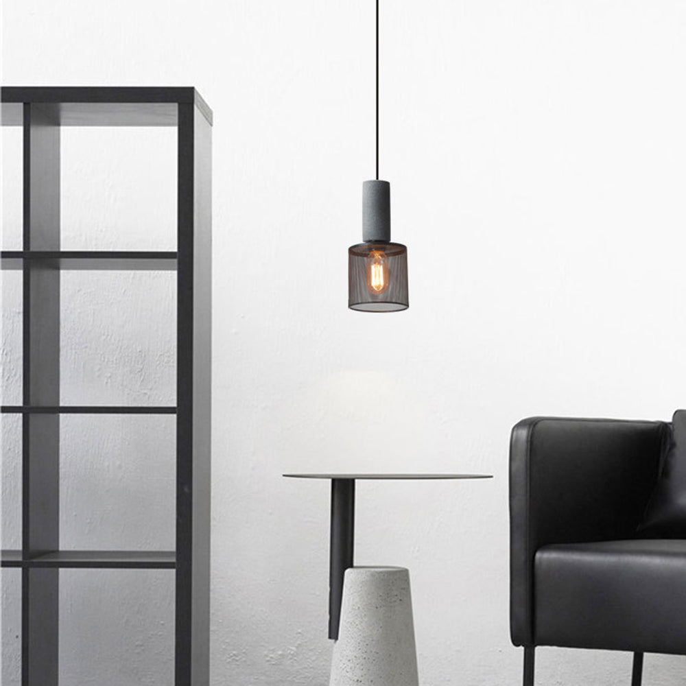 Arisha Industrial Cylindrical Pendant Light, Cement Wabi-Sabi - Neutral Decor