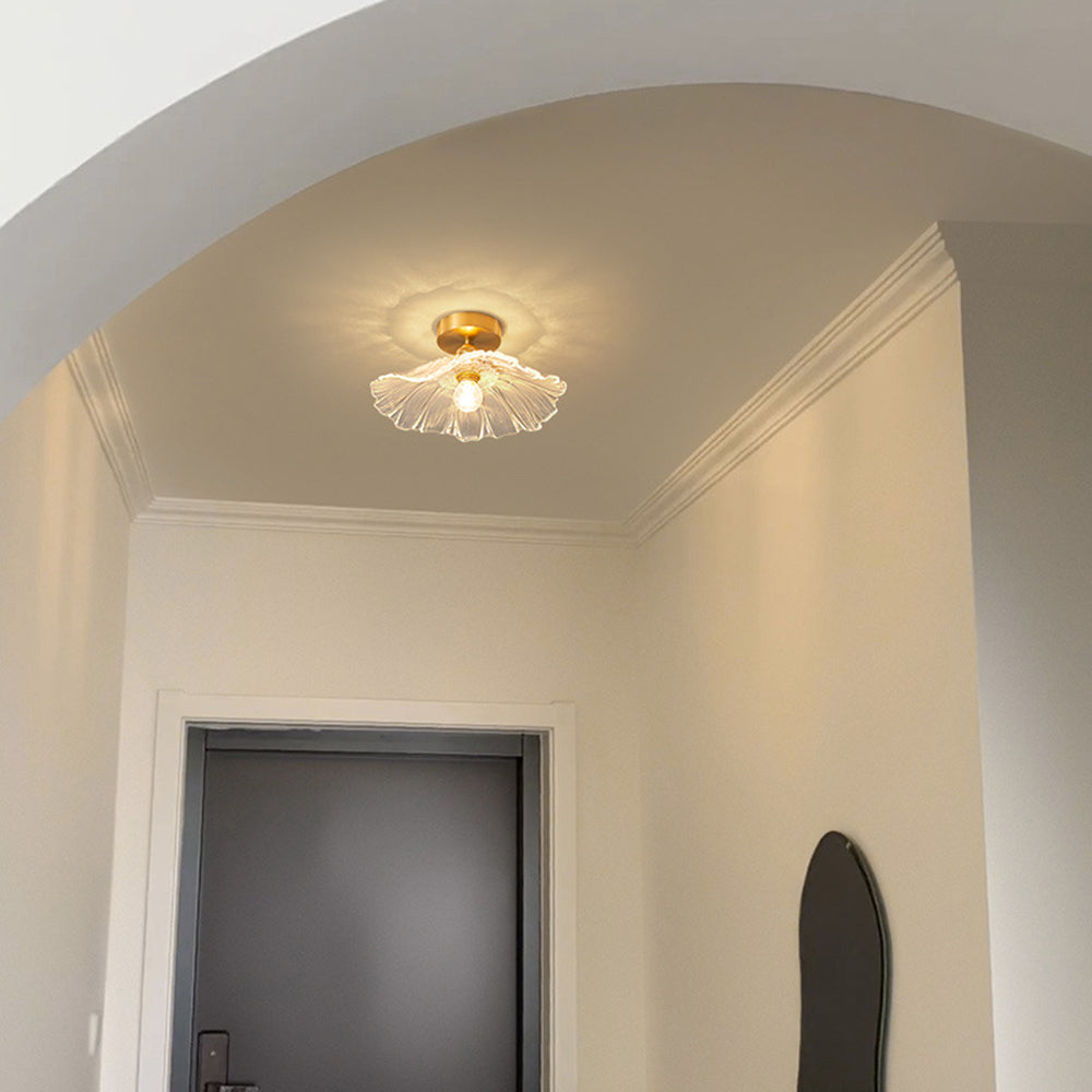 Arisha Art Deco Flower Glass Flush Mount Ceiling Light - Neutral Decor