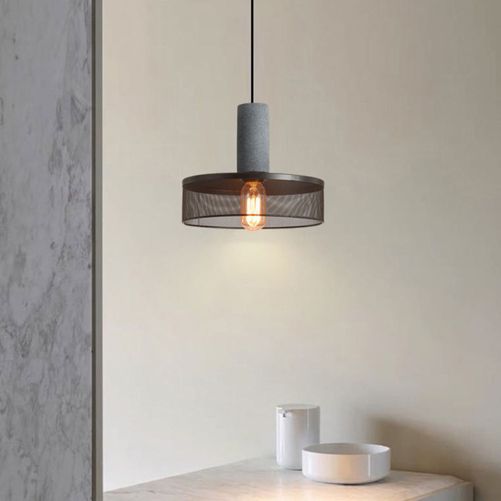 Arisha Industrial Cylindrical Pendant Light, Cement Wabi-Sabi - Neutral Decor