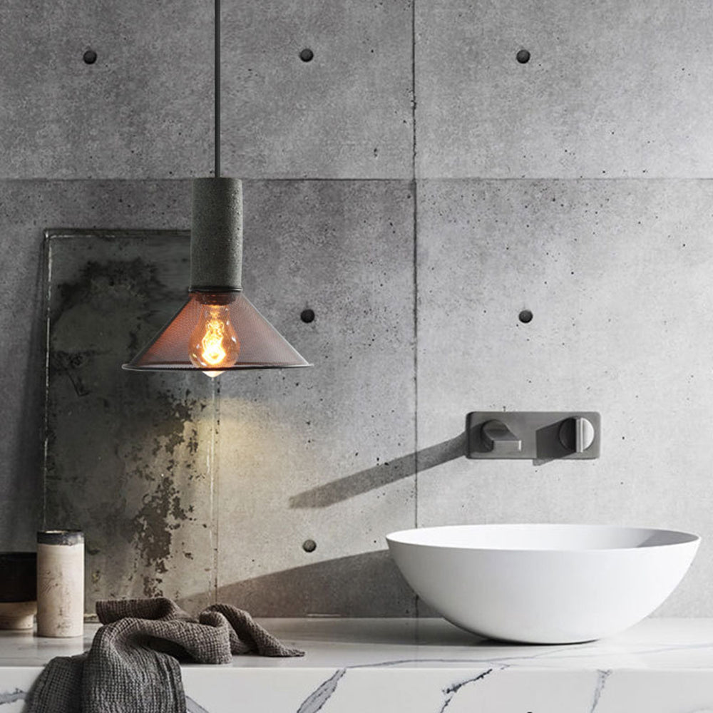 Arisha Industrial Cylindrical Pendant Light, Cement Wabi-Sabi - Neutral Decor
