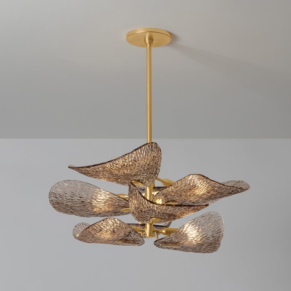 Celaline Chandelier Cardiff Piastra Glass Petal Layered Bronze