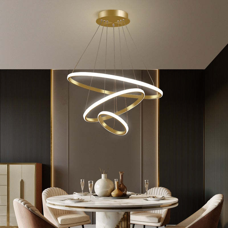 Arisha Modern Ring /Silicon Pendant Light, 2/3/4 Rings - Neutral Decor