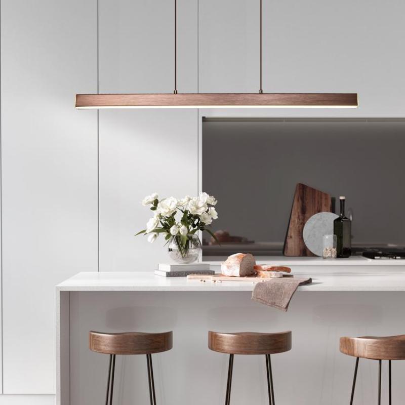 Thala Modern Linear Metal LED Pendant Light Black/Brown - Neutral Decor