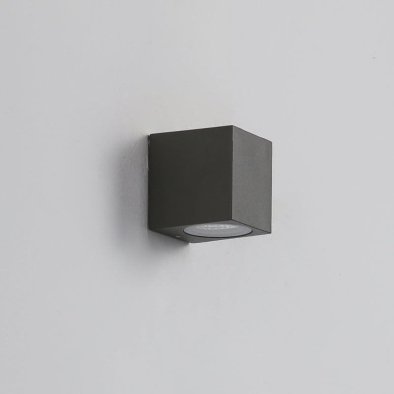 Tavon Minimalist Metal Square Outdoor Wall Lamp, Black - Neutral Decor