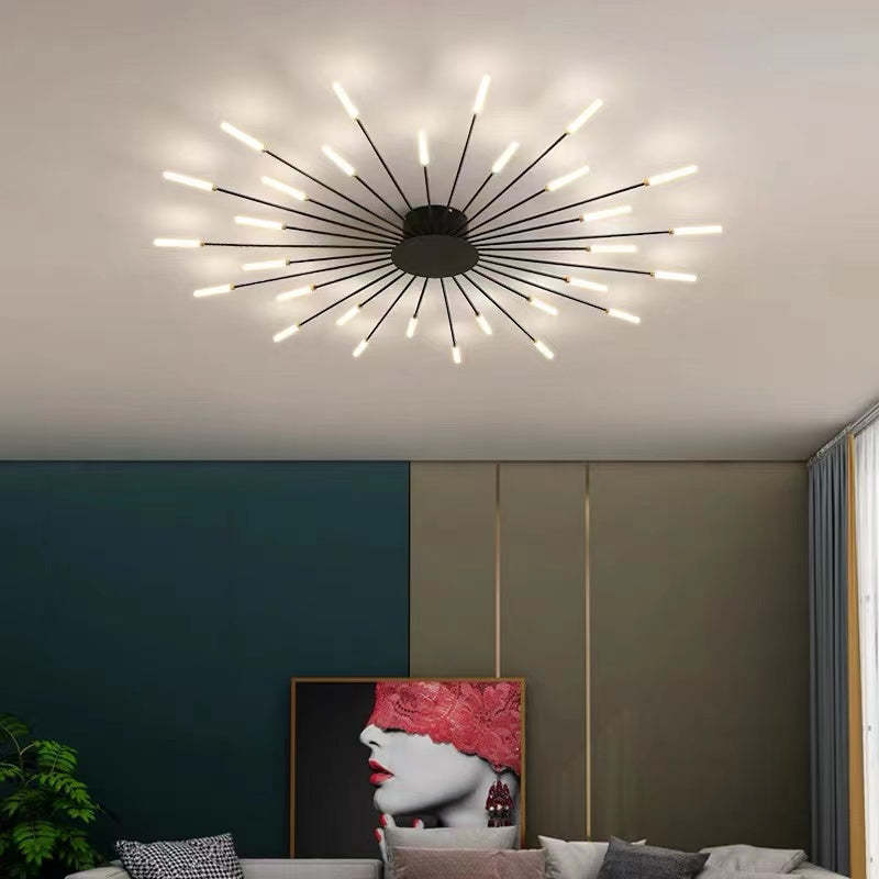 Wesley Flush-Mount Ceiling Light Fireworks, Black/Gold - Neutral Decor