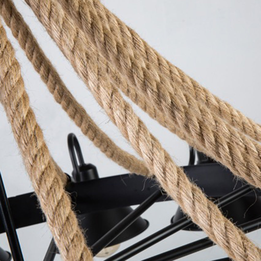 Epoch Vintage Industrial Rope Chandelier Living Room - Neutral Decor