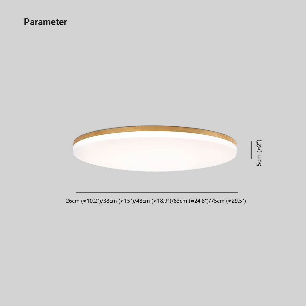 Muto Minimalist Wood Round Flush Mount Ceiling Light Bedroom - Neutral Decor