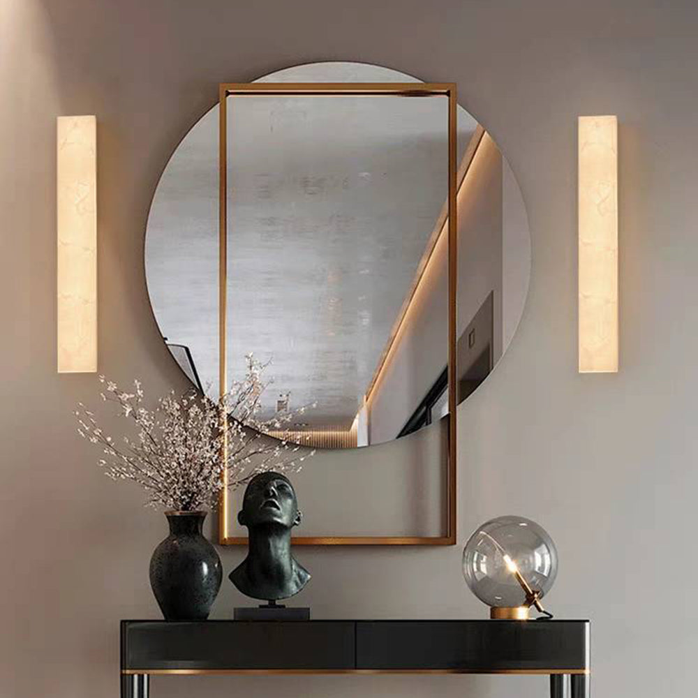 Arisha Modern Rectangular Marble Outdoor Wall Lamp - Neutral Decor