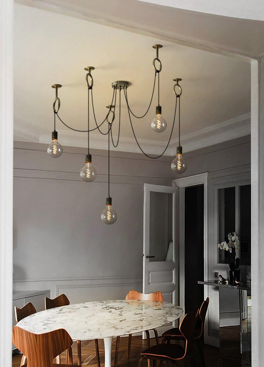 Miririne Chandelier Industrial Spider Bulb Hanging
