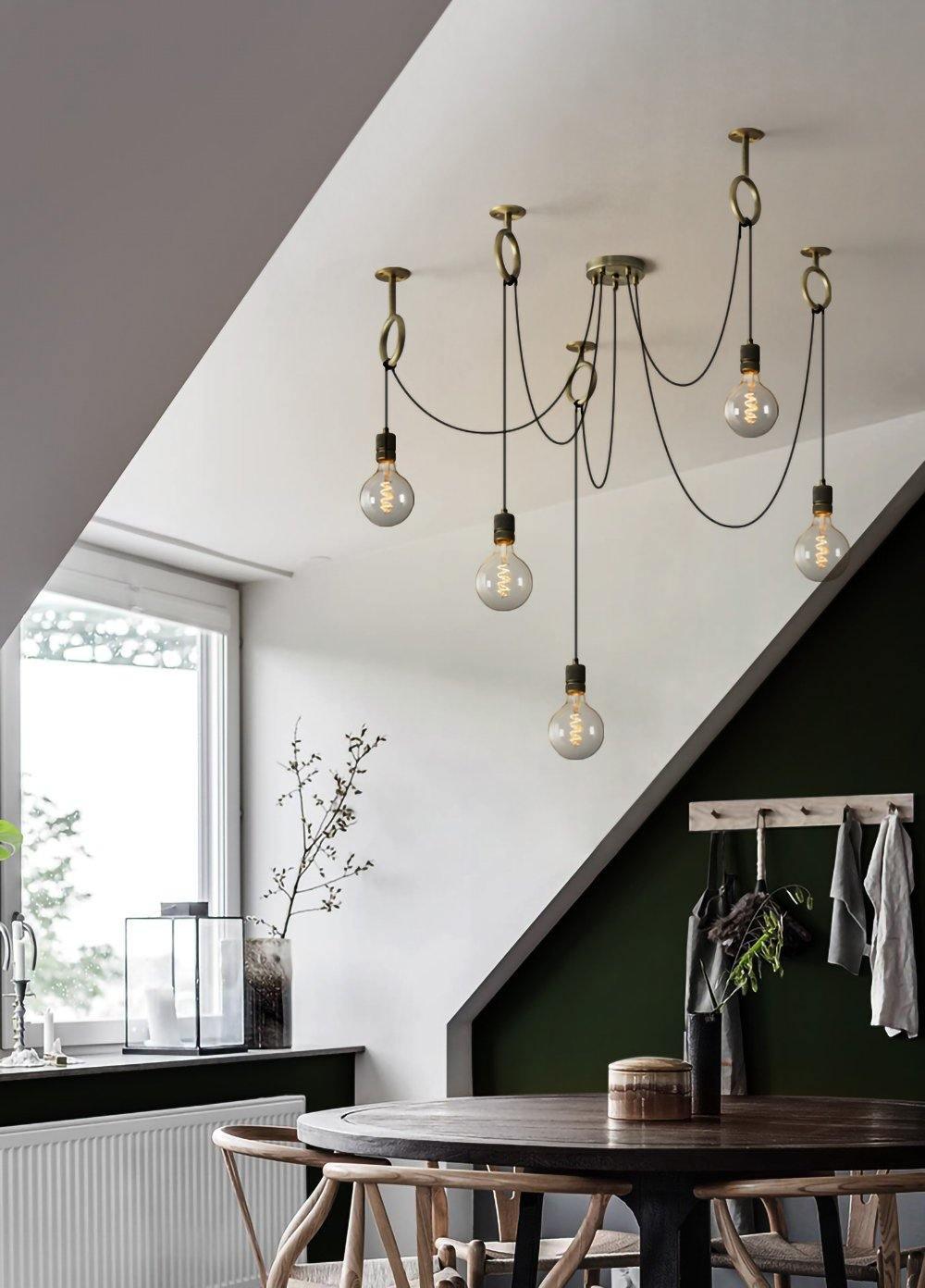 Miririne Chandelier Industrial Spider Bulb Hanging