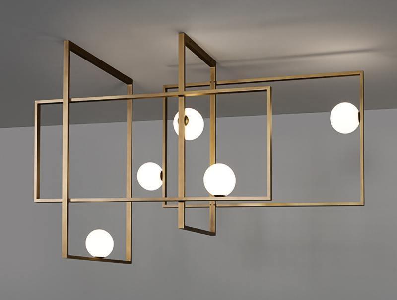 Veliiel Chandelier Mondrian Glass Brass Geometric Modern