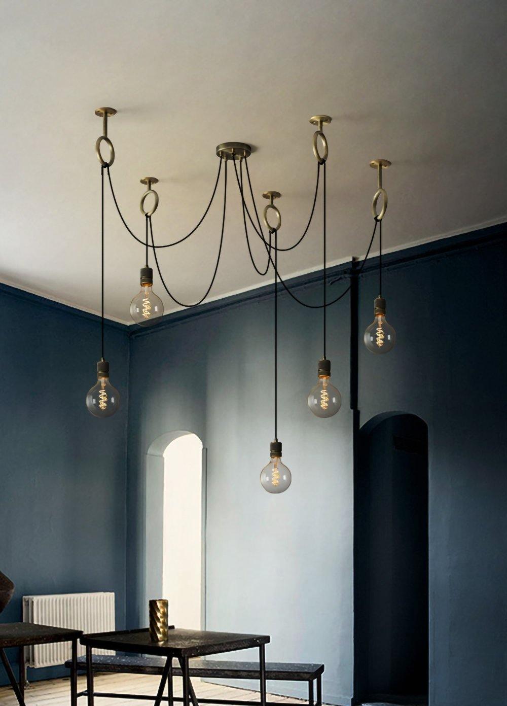 Miririne Chandelier Industrial Spider Bulb Hanging