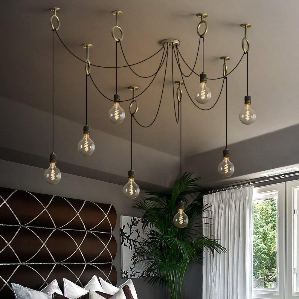 Miririne Chandelier Industrial Spider Bulb Hanging