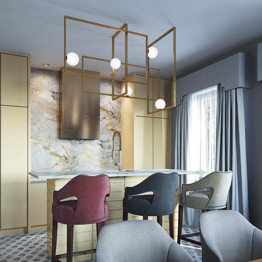 Veliiel Chandelier Mondrian Glass Brass Geometric Modern