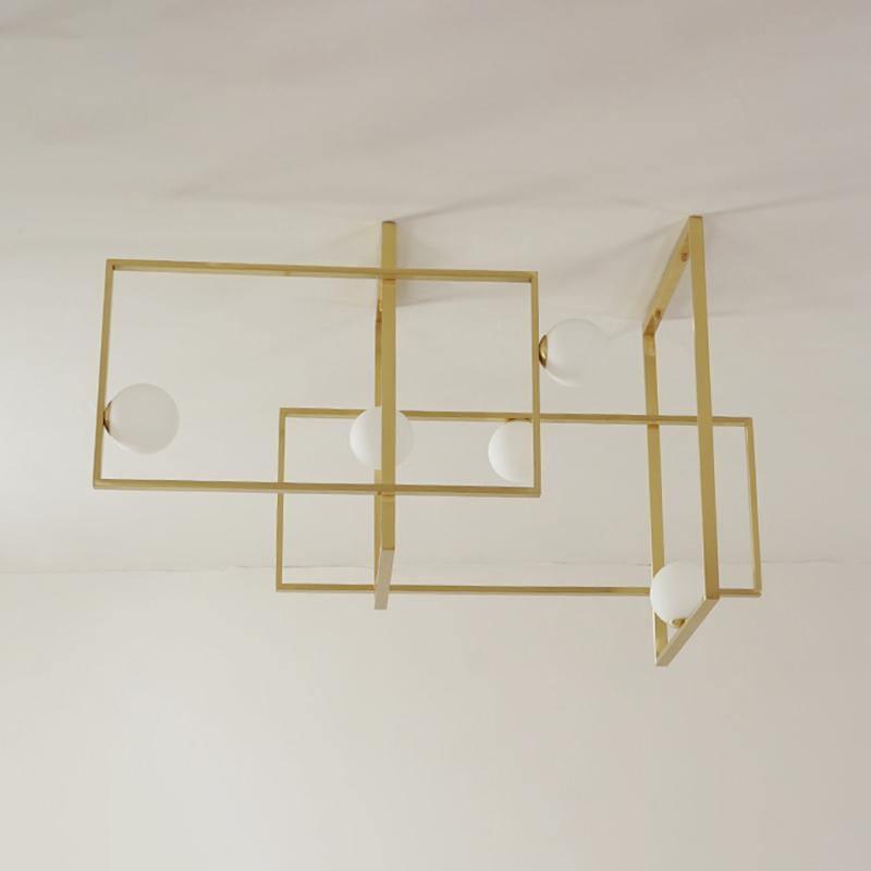Veliiel Chandelier Mondrian Glass Brass Geometric Modern