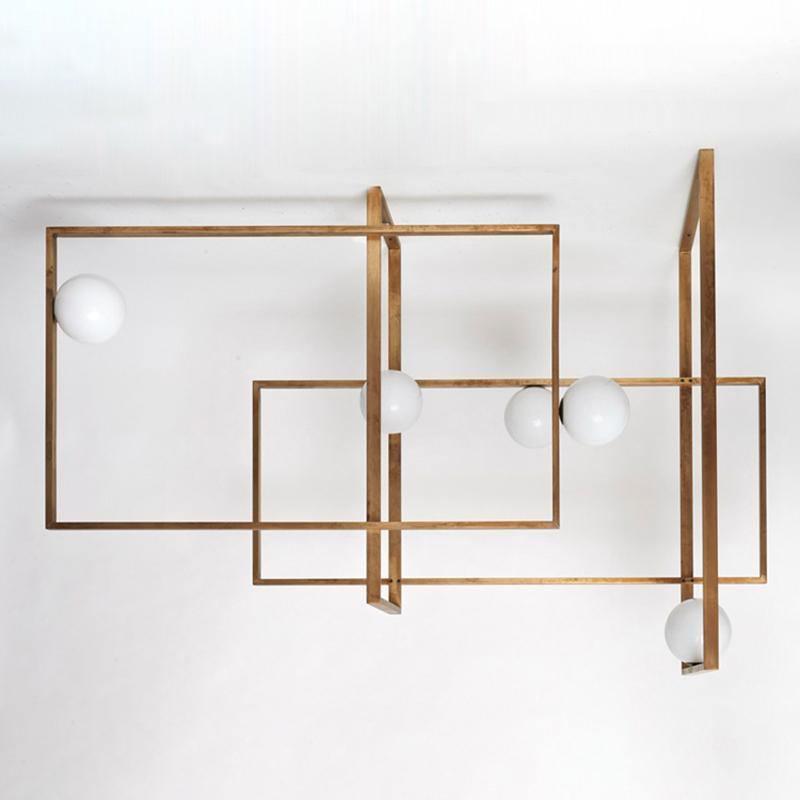 Veliiel Chandelier Mondrian Glass Brass Geometric Modern