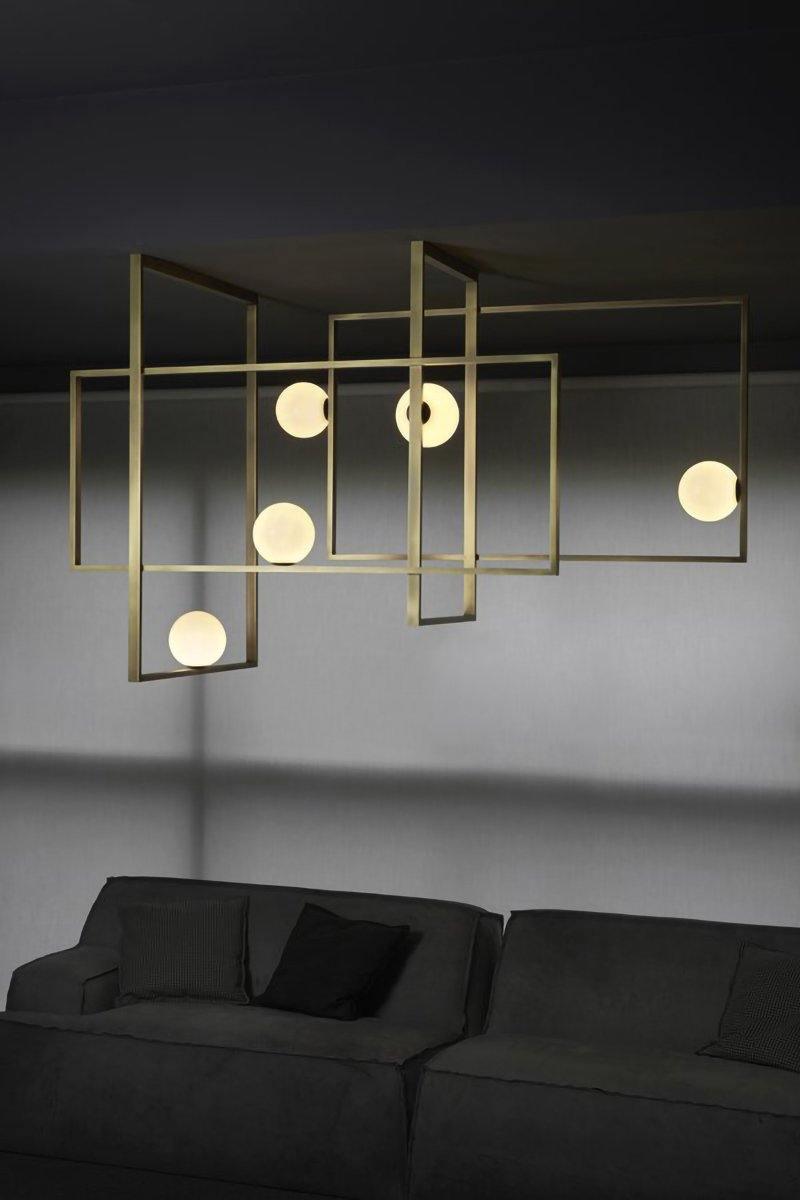 Veliiel Chandelier Mondrian Glass Brass Geometric Modern