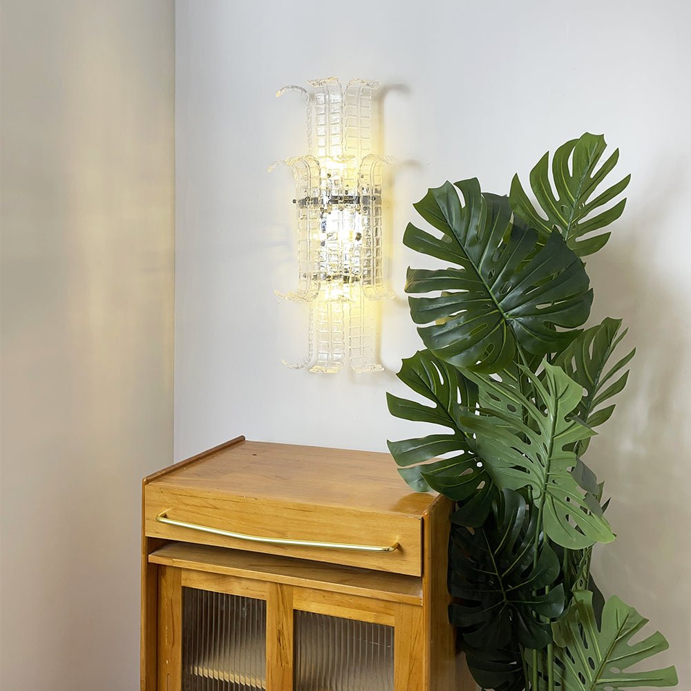 Celearia Wall Sconce Clear Murano Glass Panel Geometric