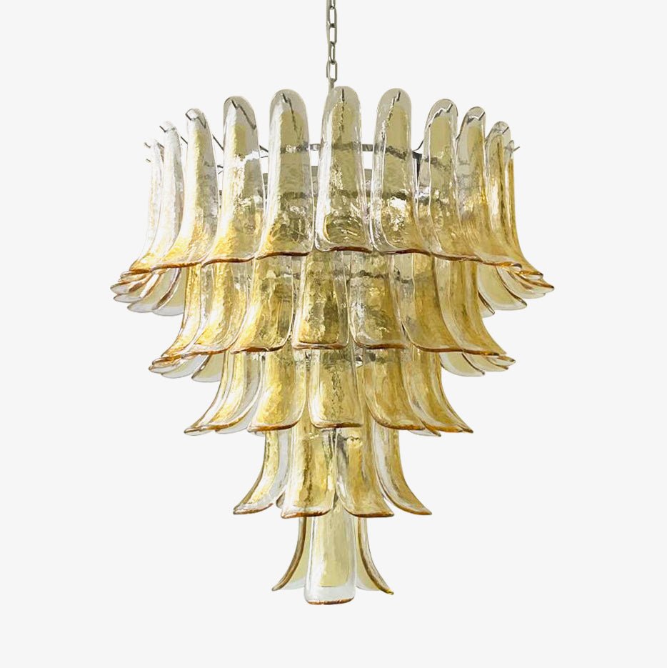 Celorian Chandelier Amber Petals Murano Glass Layered Lotus