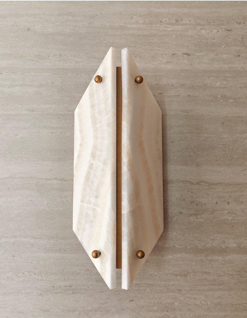 Zynx Modern White Alabaste Crest Wall Lamp