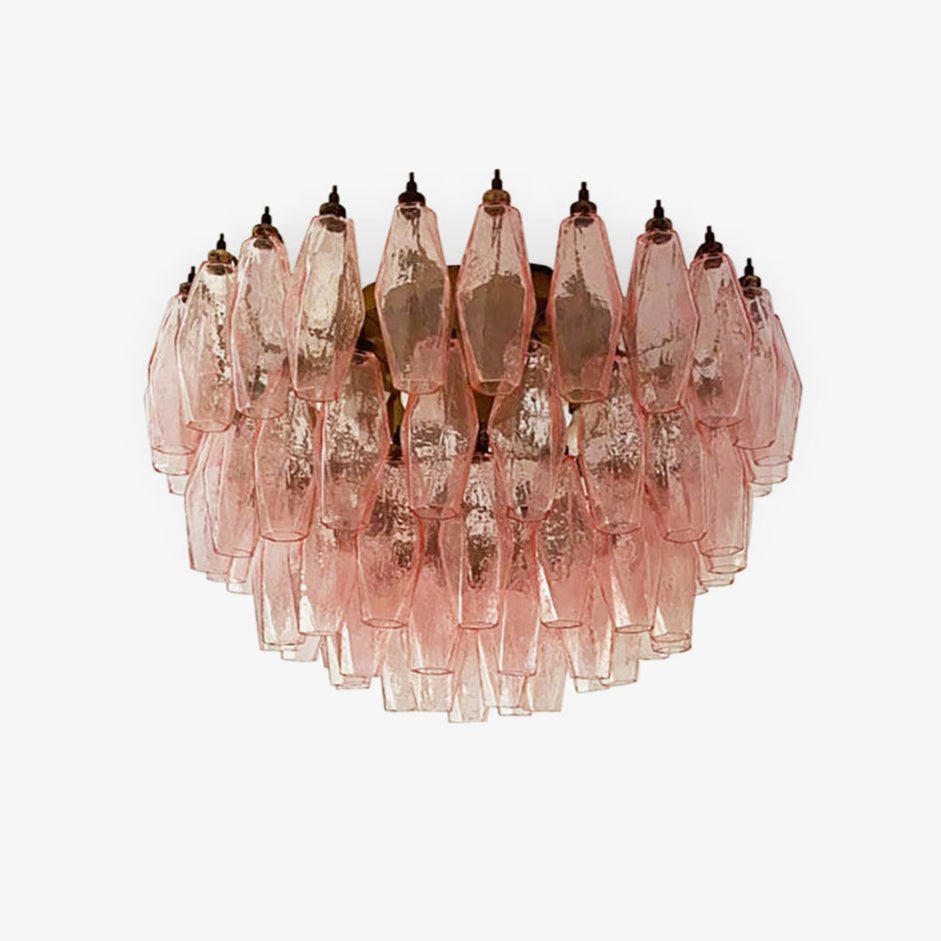 Evix Ceiling Lamp Pink Rhombus Glass Layered Vintage Elegance
