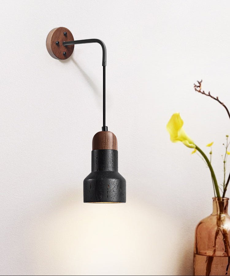 Alcarion Vintage Black Travertine Rope Wall Lamp