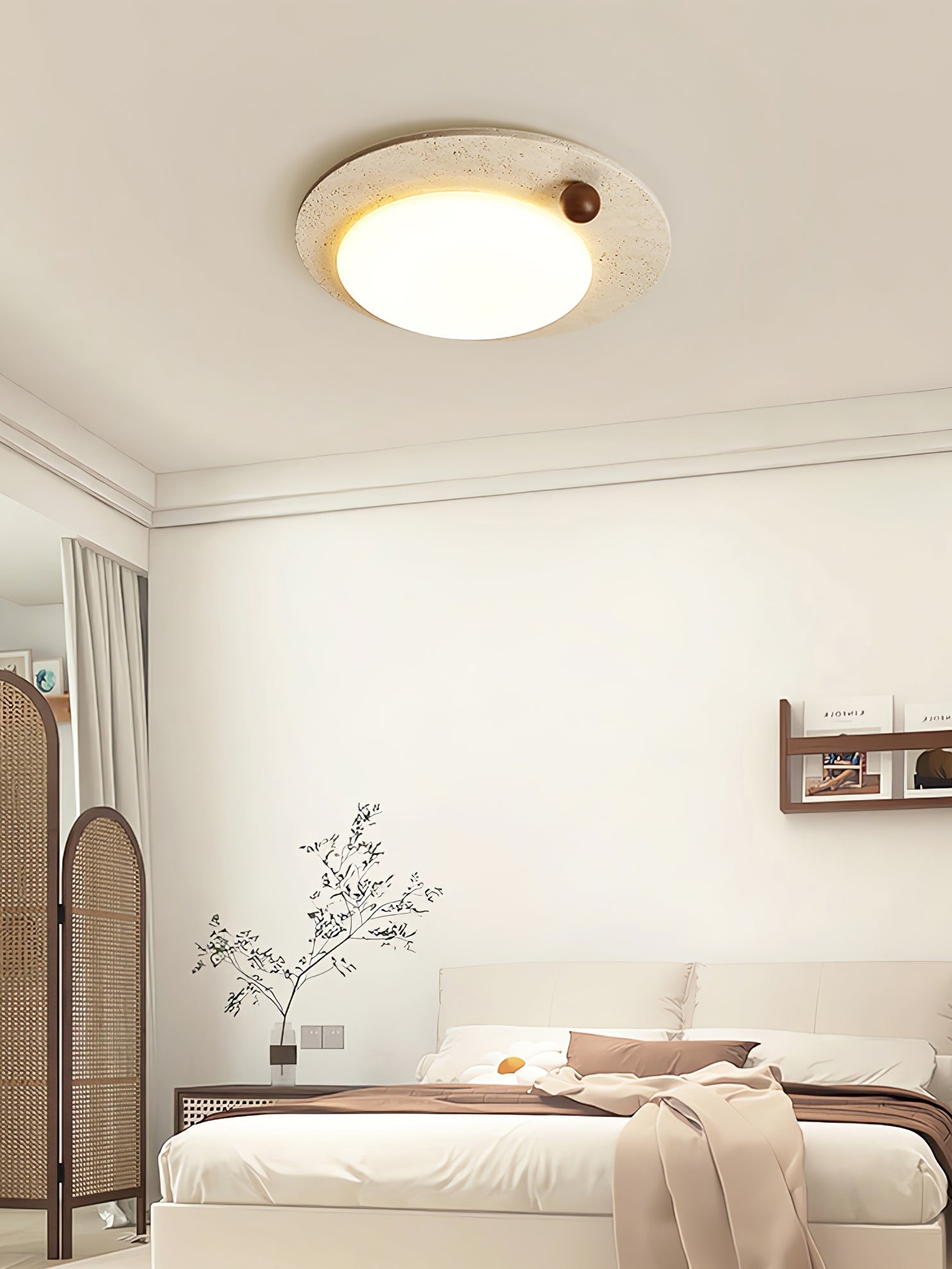 Aeolian Circular Travertine Ceiling Light