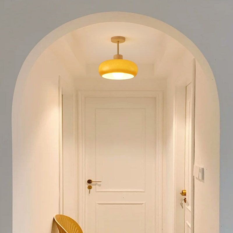 Valentina Flush Mount Ceiling Light Cup Minimalist Wood Glass - Neutral Decor