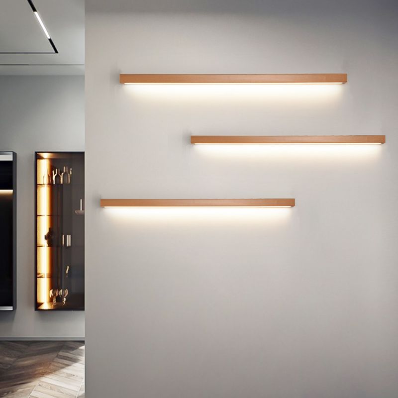 Muto Linear Mirror Wooden Front Vanity Wall Lamp Bedroom - Neutral Decor