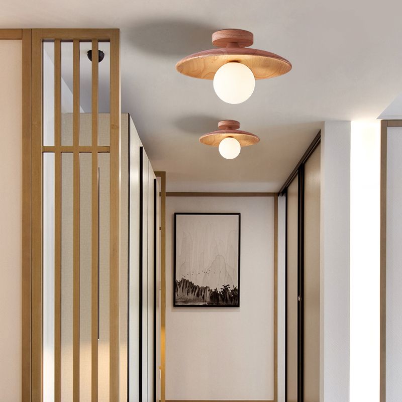 Arisha Modern Round Flush Mount Ceiling Light Wood Walnut Bedroom - Neutral Decor