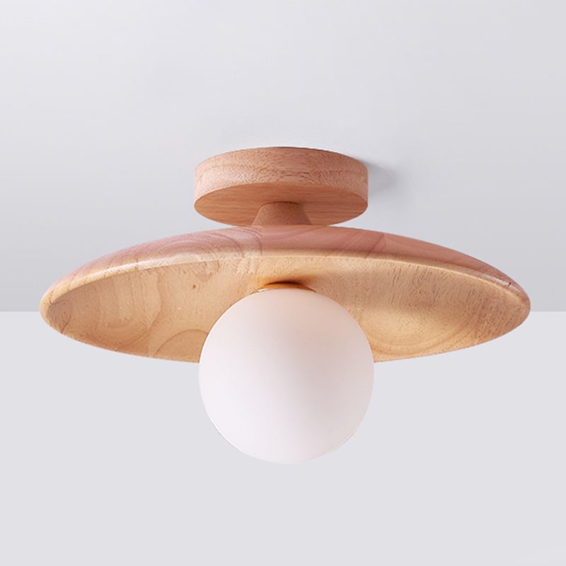 Arisha Modern Round Flush Mount Ceiling Light Wood Walnut Bedroom - Neutral Decor
