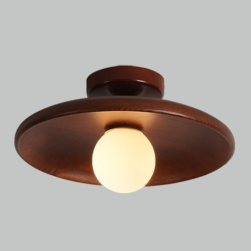 Arisha Modern Round Flush Mount Ceiling Light Wood Walnut Bedroom - Neutral Decor