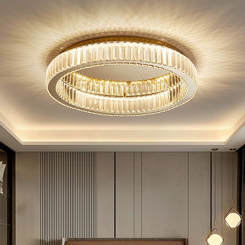 Kristy Modern Art Deco Circle Crystal Flush Mount Ceiling Light - Neutral Decor