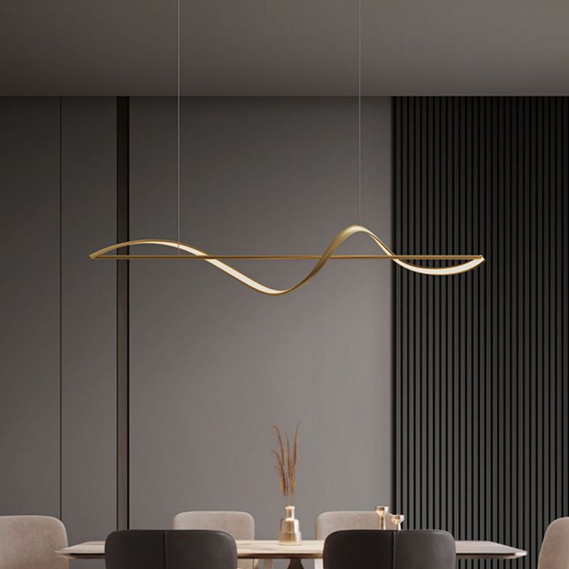 Arisha Pendant Light Wave Minimalist Designer Brass Art Gallery - Neutral Decor