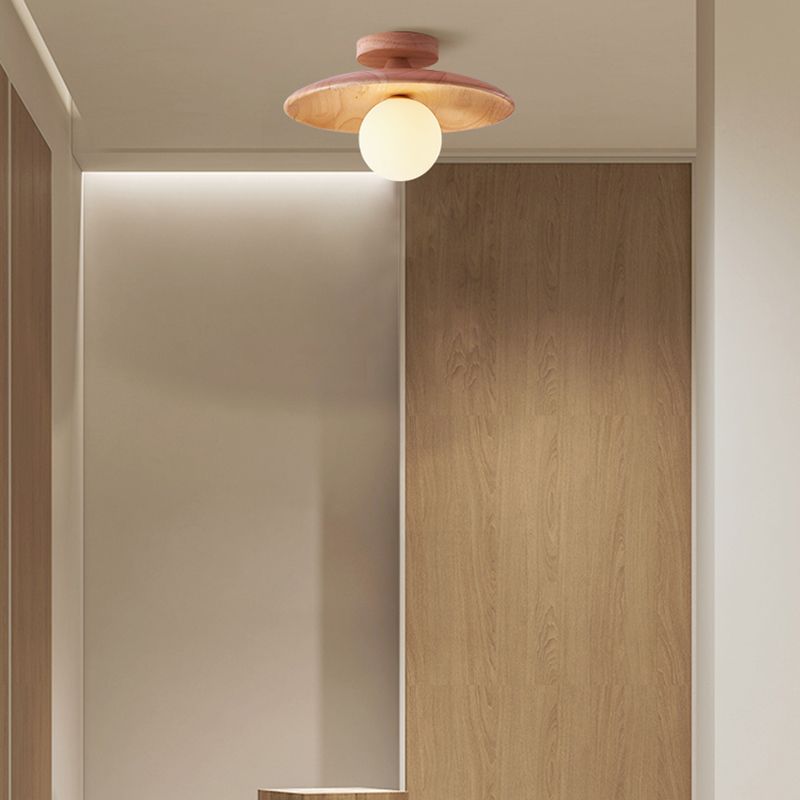 Arisha Modern Round Flush Mount Ceiling Light Wood Walnut Bedroom - Neutral Decor