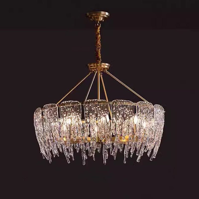 Cathaa Postmodern Luxury Rectangular Icicle Glass Crystal Chandelier