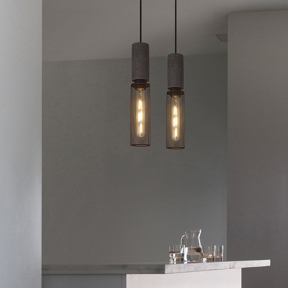 Arisha Industrial Cylindrical Pendant Light, Cement Wabi-Sabi - Neutral Decor