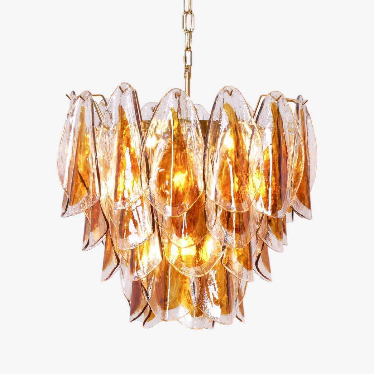 Lioraora Chandelier Amber Leaf Glass Layered Organic Warmth