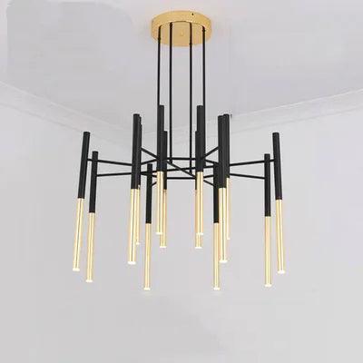 Solara Chandelier Modern Rods Black Gold - Neutral Decor