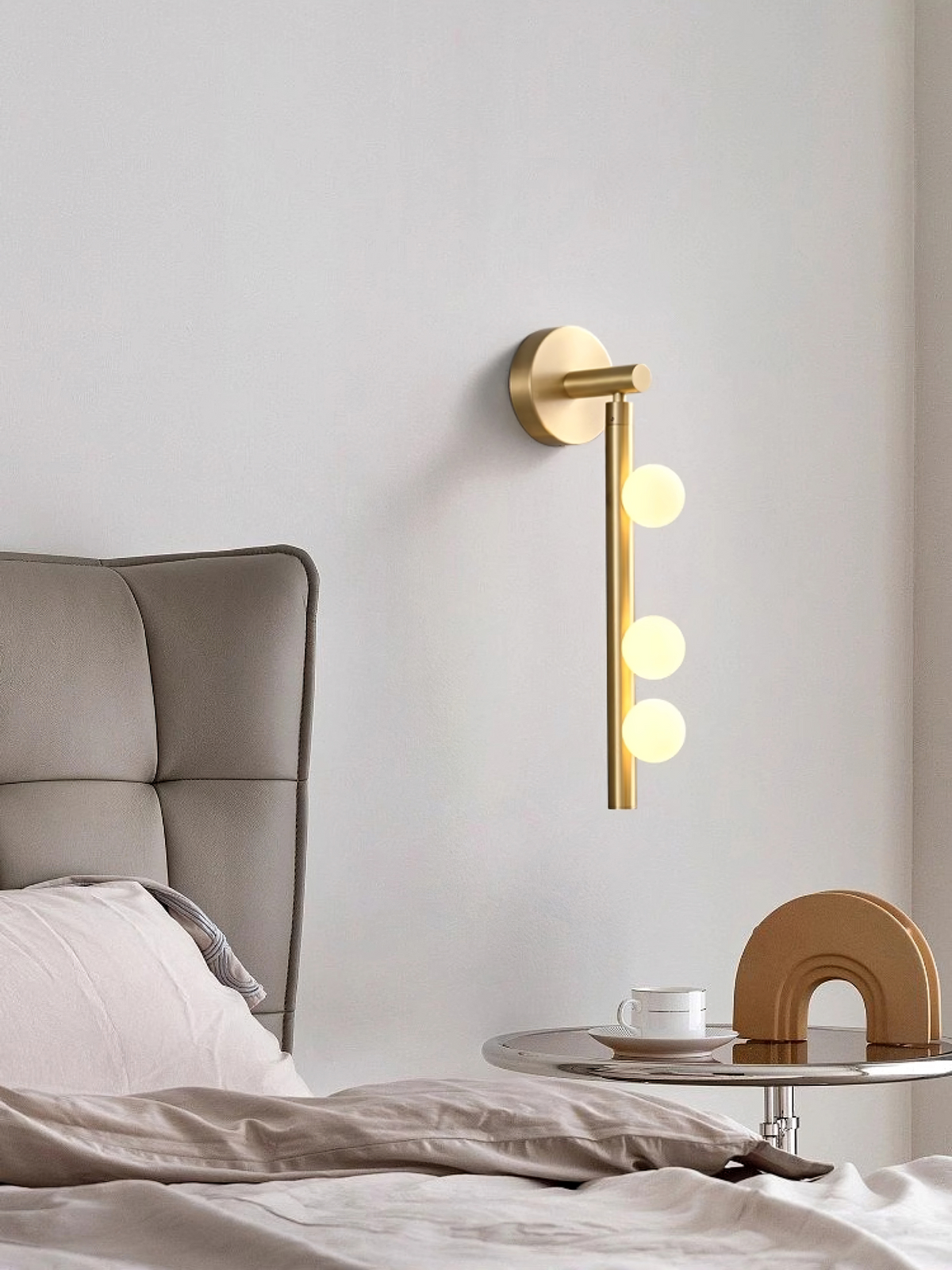 Rory Modern Minimalist Tube Brass Glass Wall Lamp