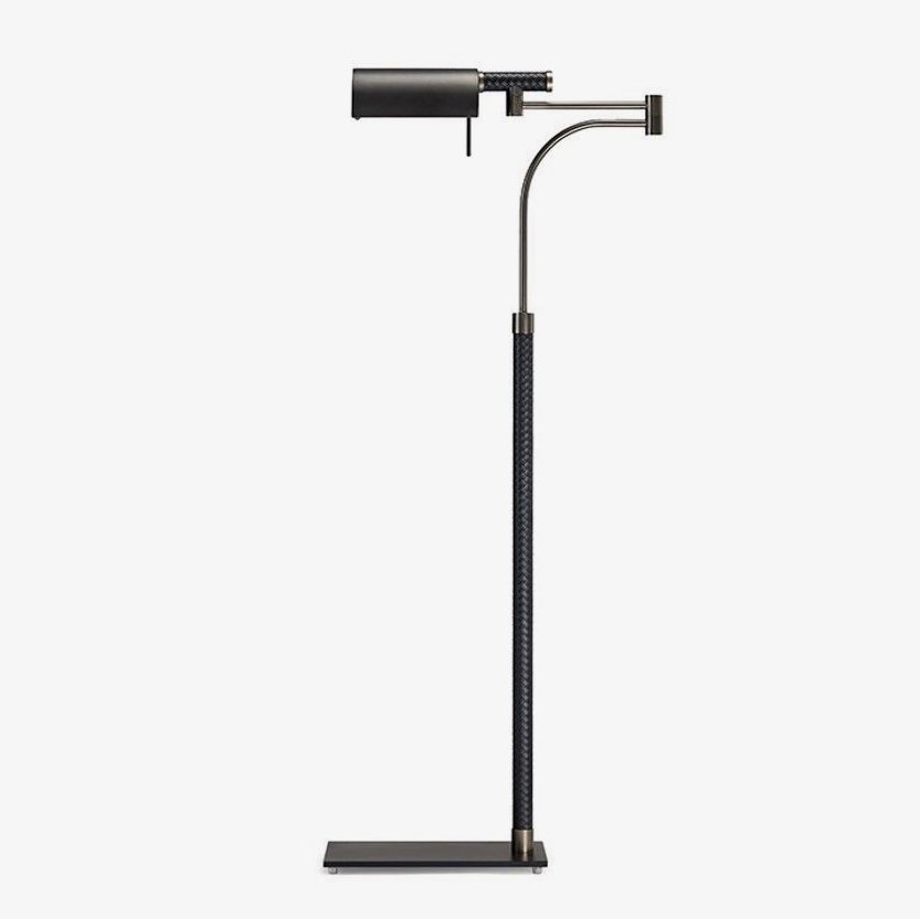 Bane Black Leather Floor Lamp