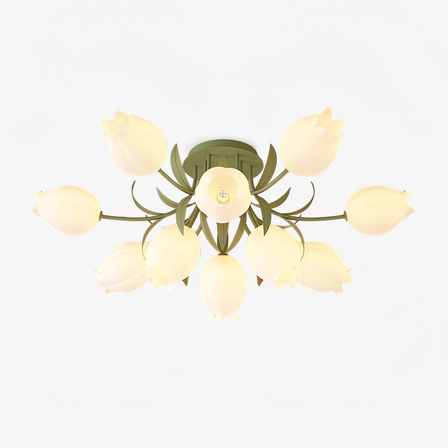 Lustra Ceiling Light Lily Flower Blossom Green Base - Neutral Decor