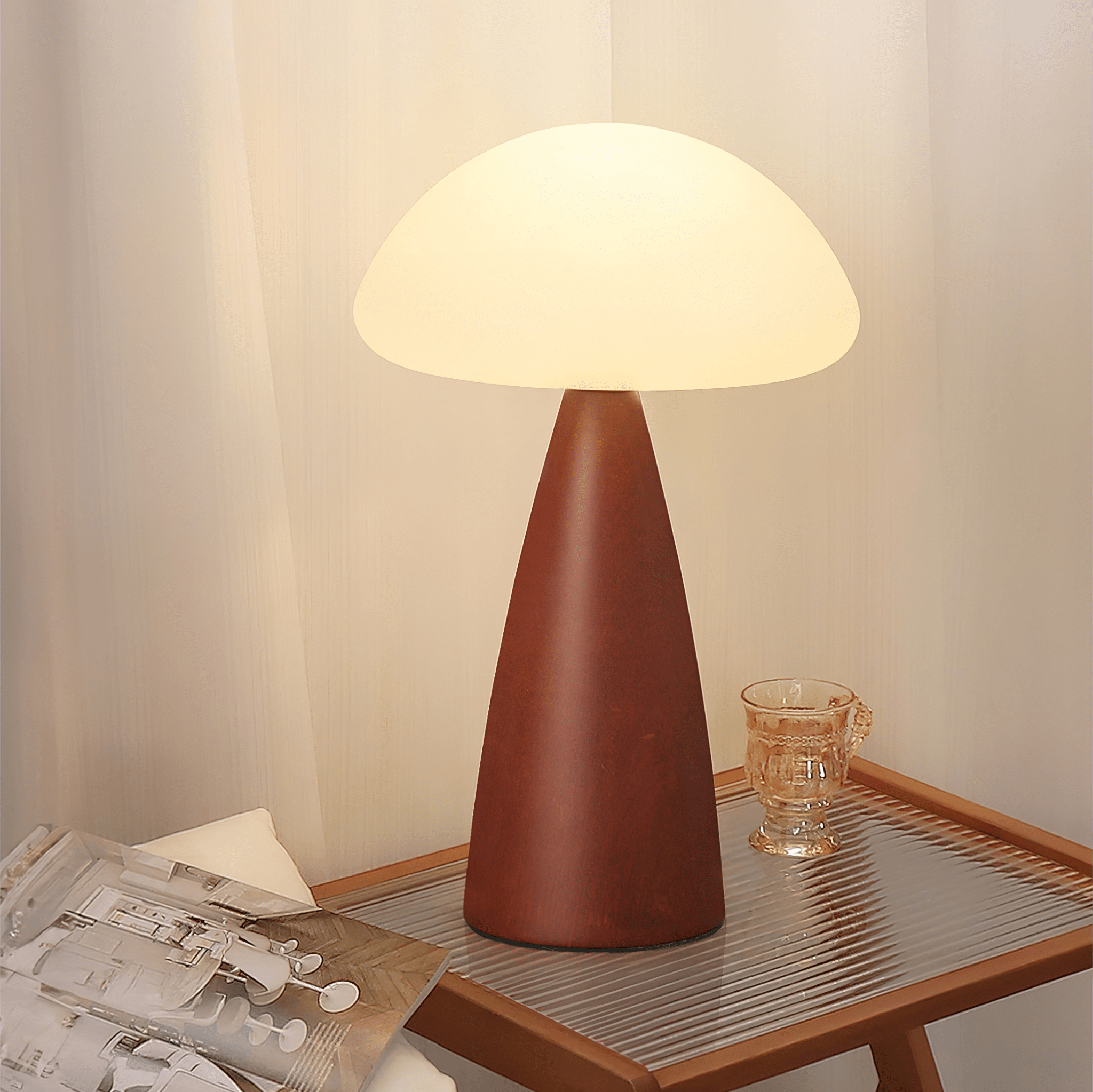 Ibisin Funge Wood Contemporary Table Lamp